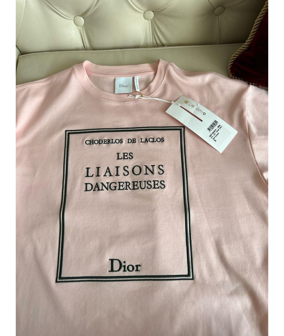 CHRISTIAN DIOR Розовая хлопковая футболка, фото 8