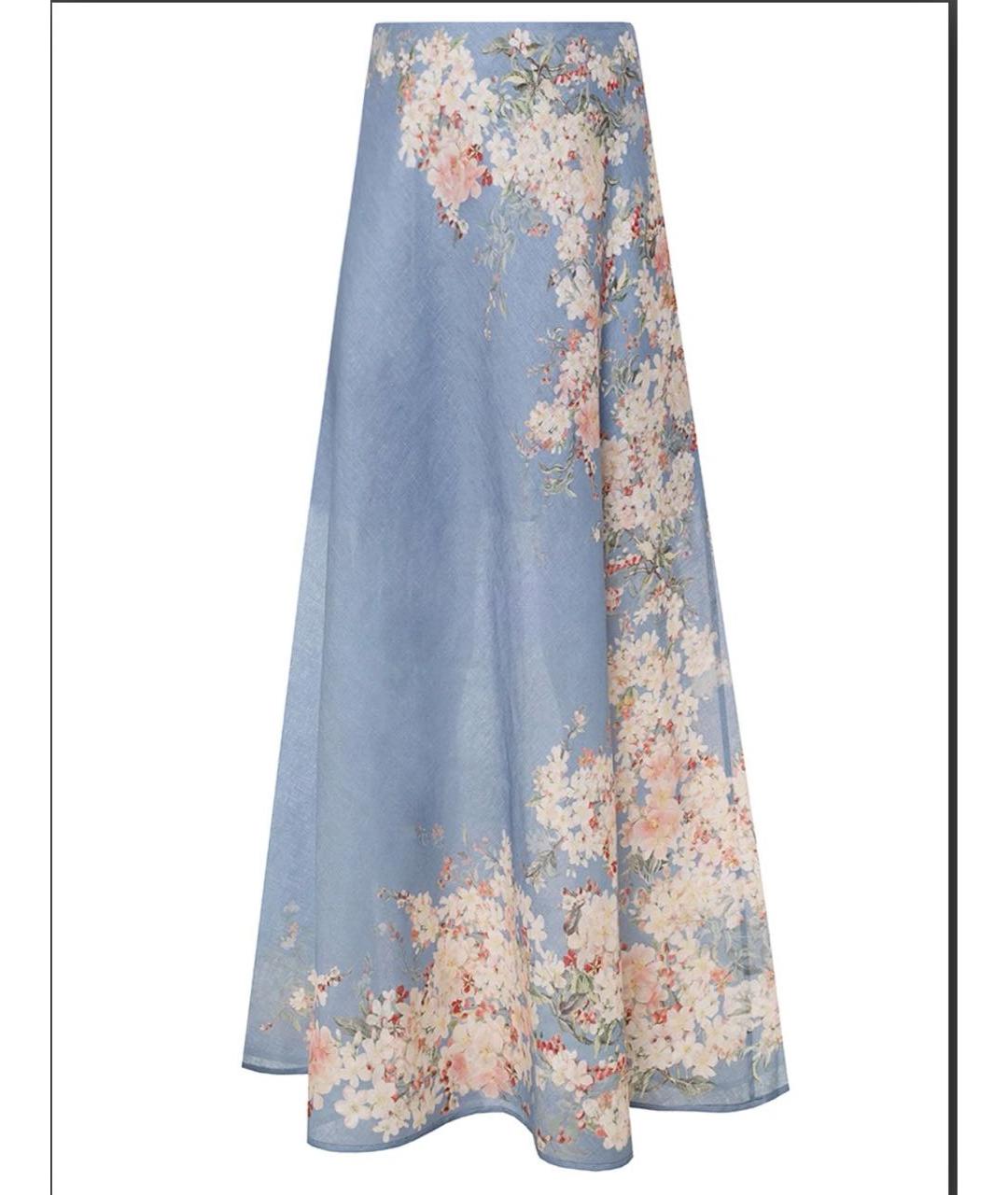 ZIMMERMANN Голубая льняная юбка миди, фото 6