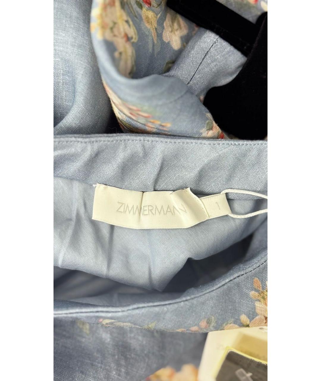 ZIMMERMANN Голубая льняная юбка миди, фото 4