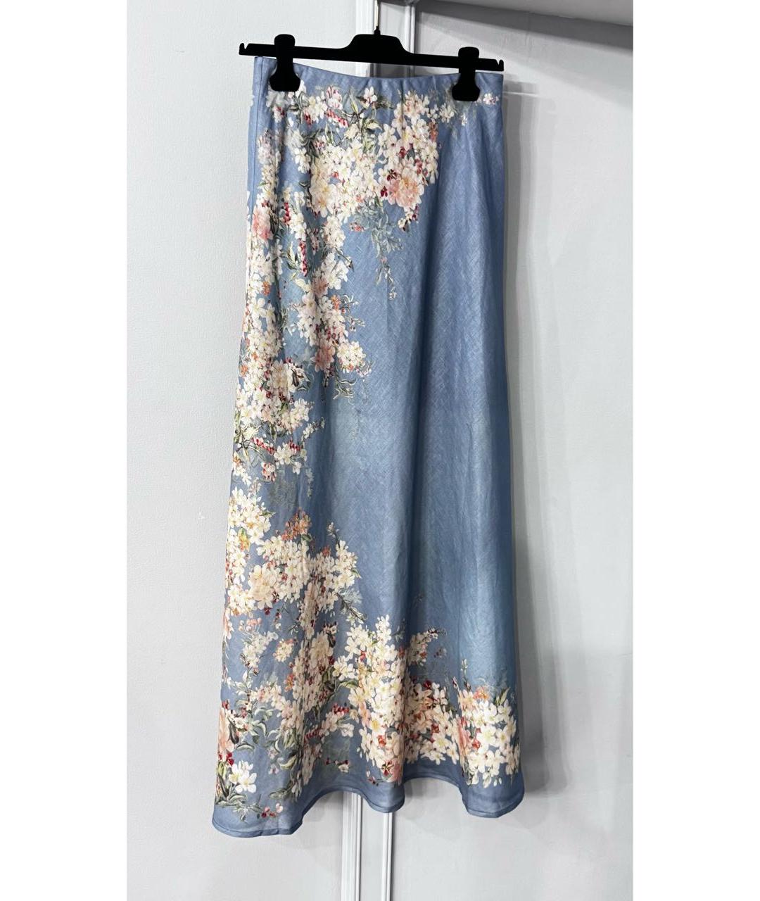 ZIMMERMANN Голубая льняная юбка миди, фото 3