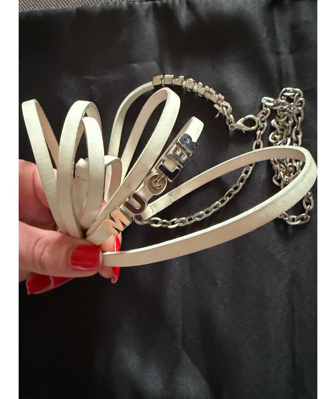 MUGLER Белый кожаный ремень, фото 5