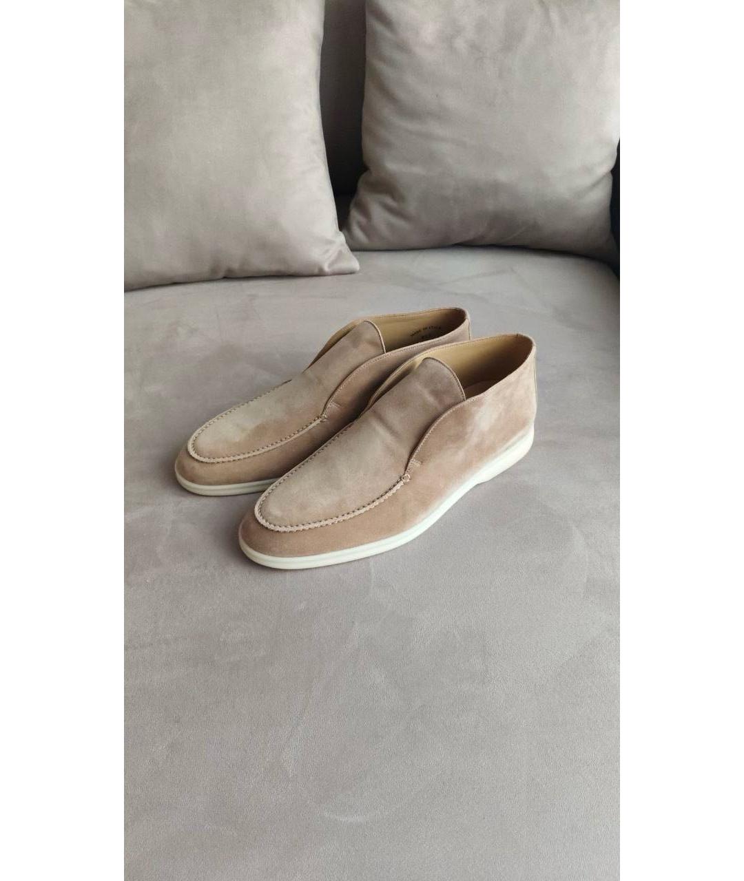 LORO PIANA Бежевые замшевые лоферы, фото 3