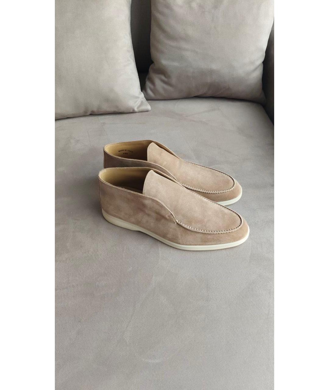 LORO PIANA Бежевые замшевые лоферы, фото 6