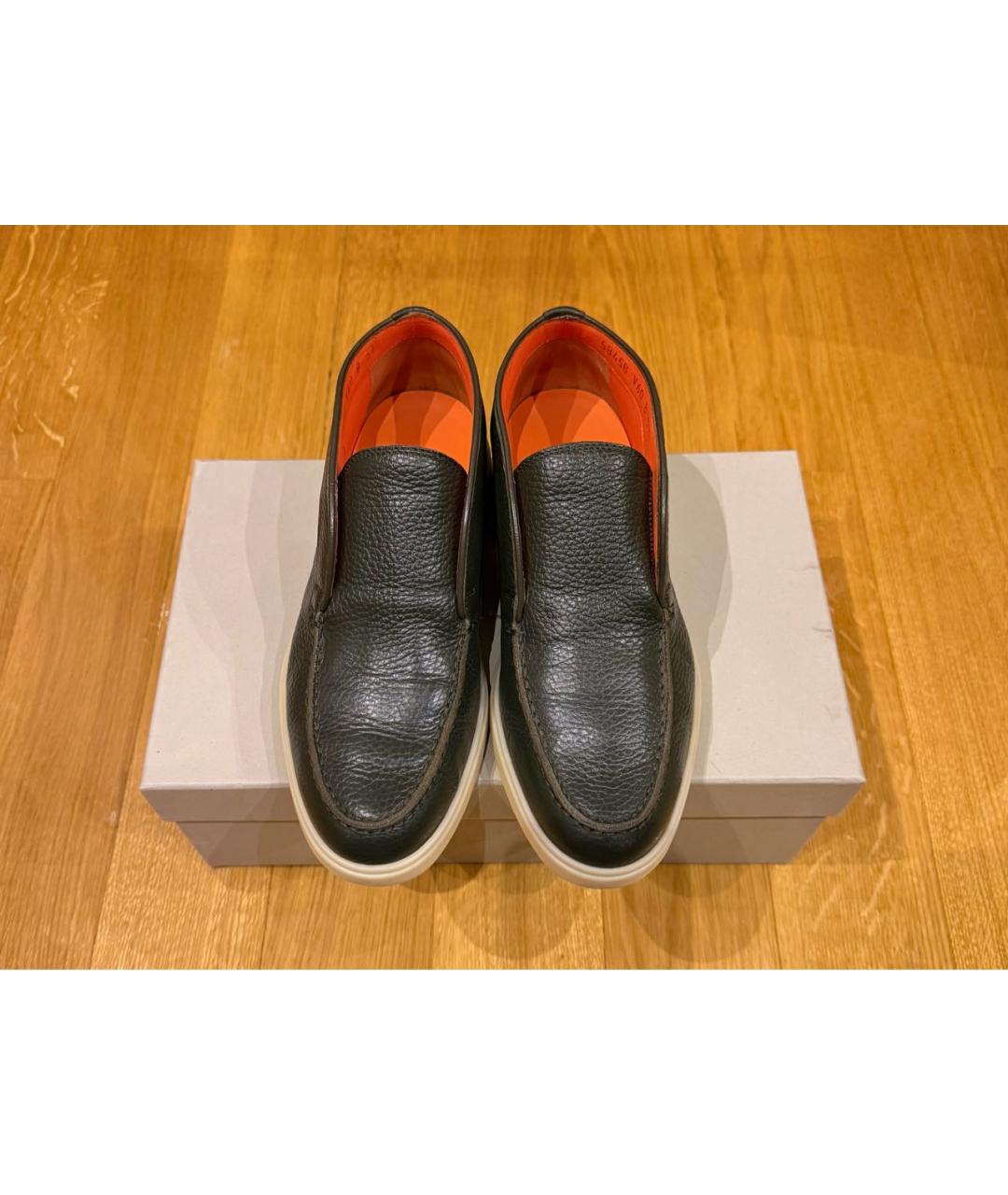 SANTONI Хаки кожаные ботинки, фото 3