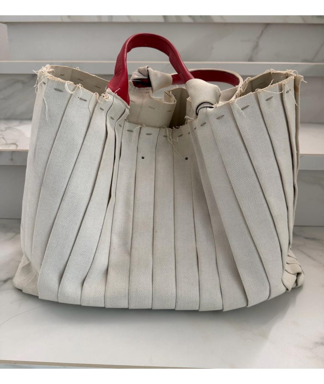 VALENTINO Бежевая хлопковая сумка с короткими ручками, фото 2