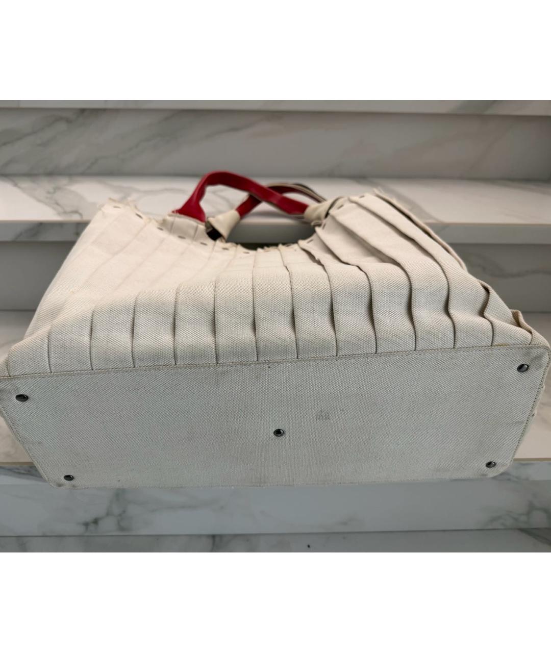 VALENTINO Бежевая хлопковая сумка с короткими ручками, фото 5