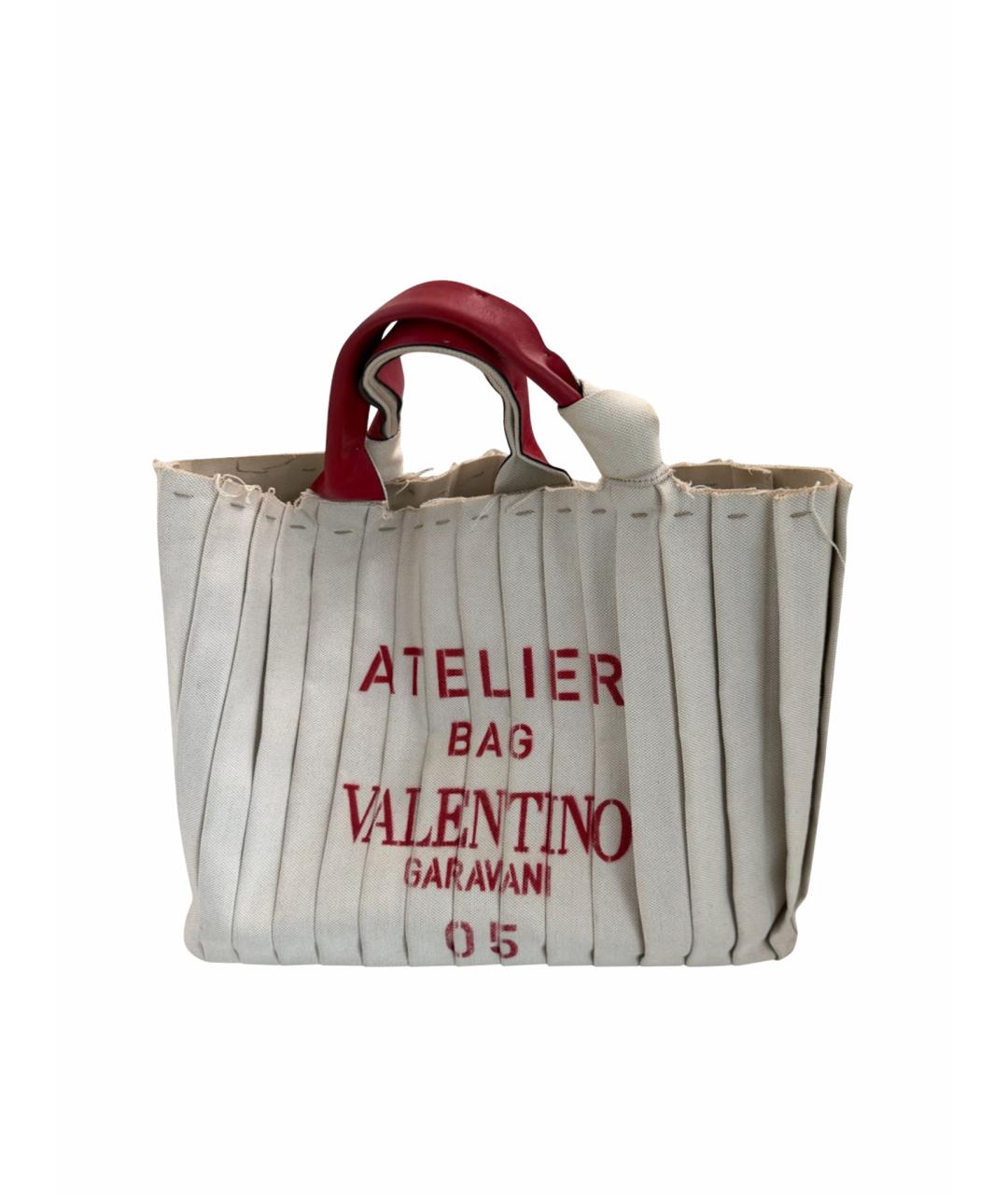 VALENTINO Бежевая хлопковая сумка с короткими ручками, фото 1