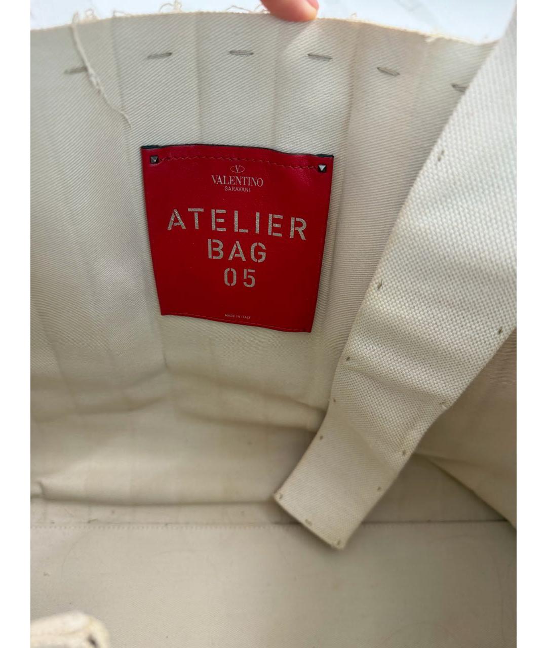 VALENTINO Бежевая хлопковая сумка с короткими ручками, фото 3