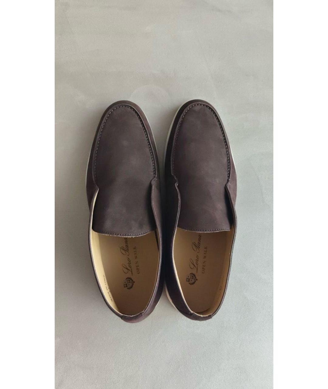 LORO PIANA Коричневые замшевые лоферы, фото 4