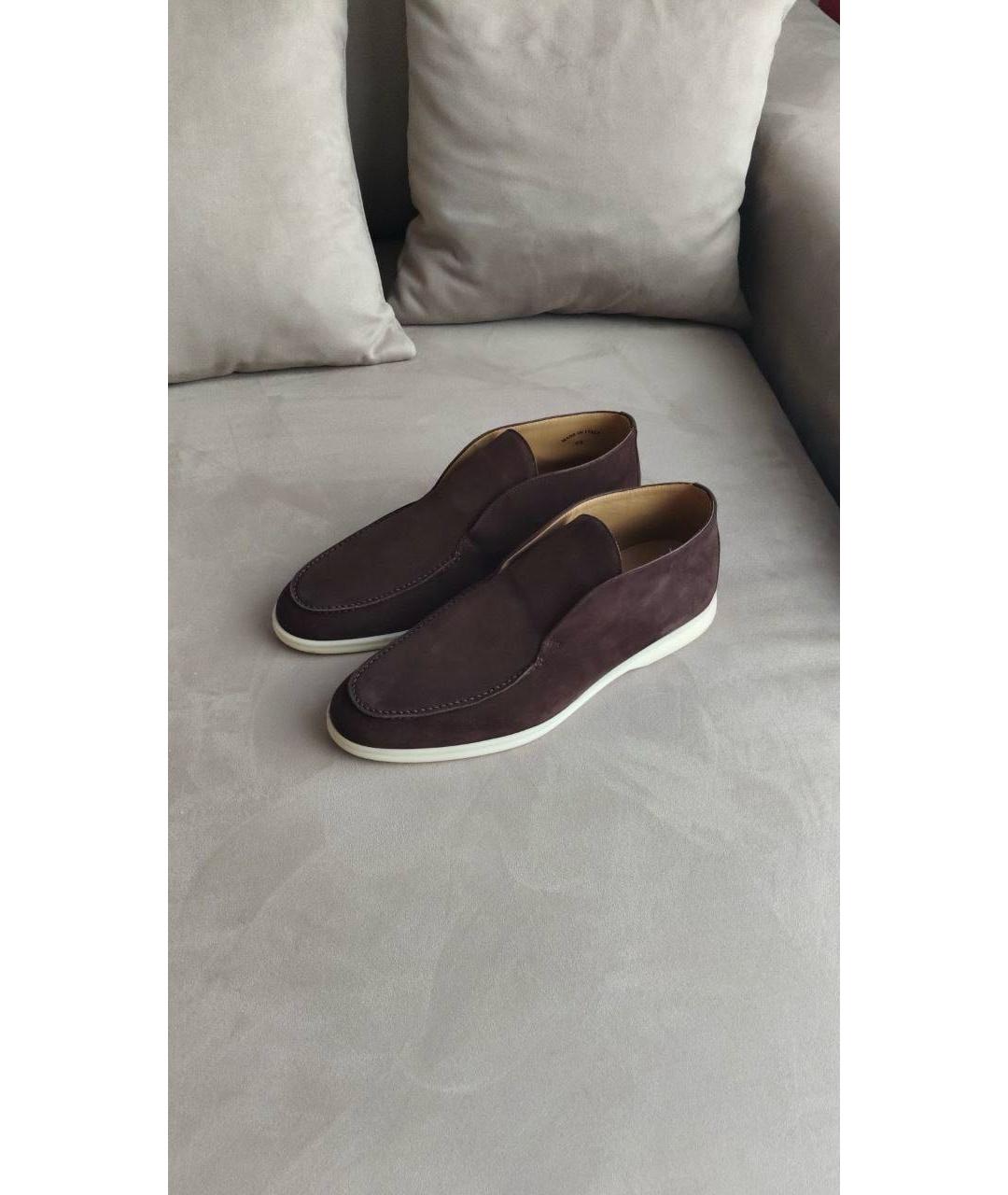 LORO PIANA Коричневые замшевые лоферы, фото 8