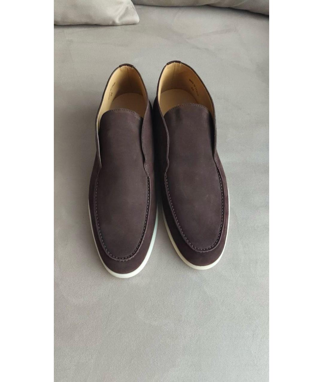 LORO PIANA Коричневые замшевые лоферы, фото 3
