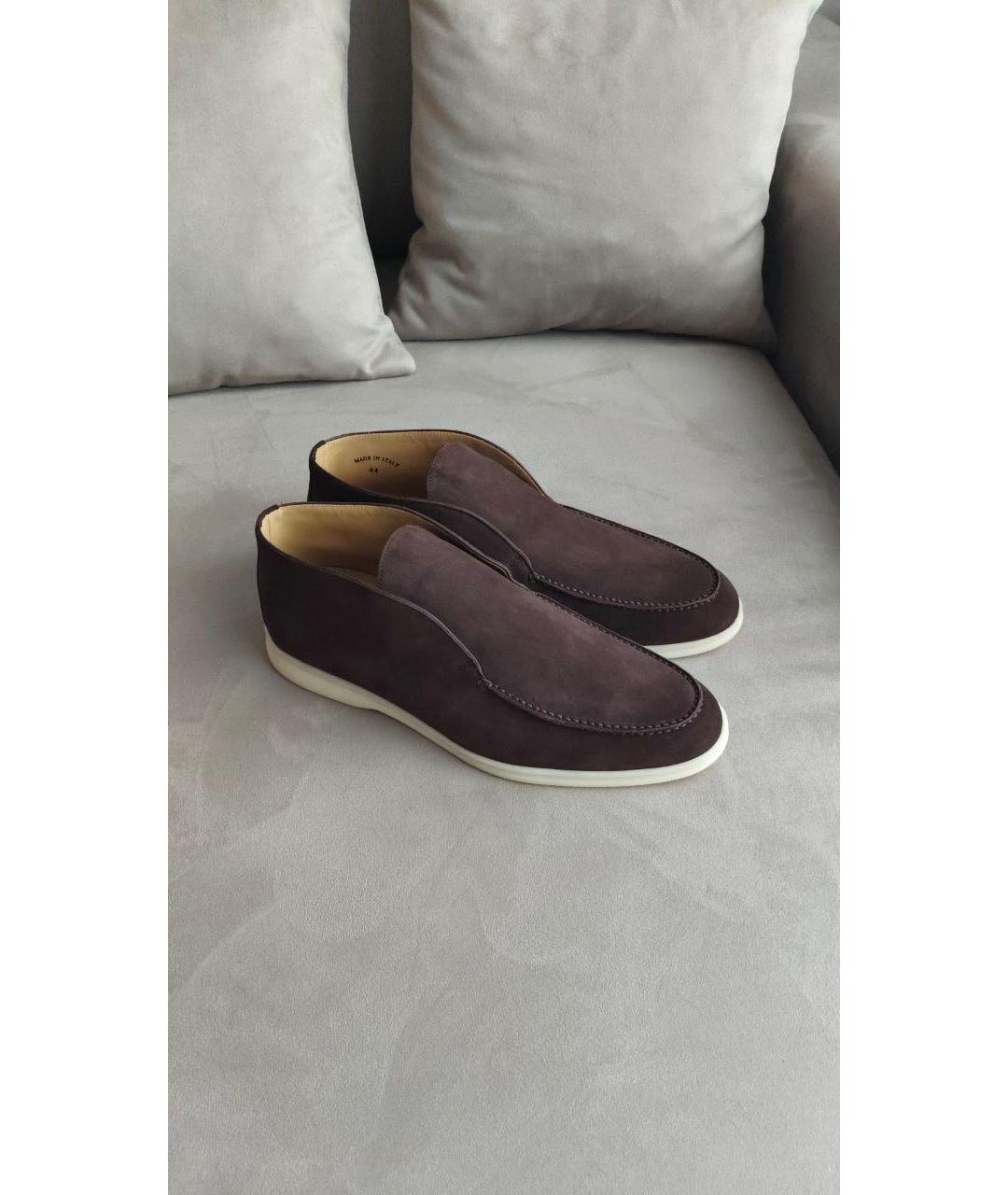 LORO PIANA Коричневые замшевые лоферы, фото 7