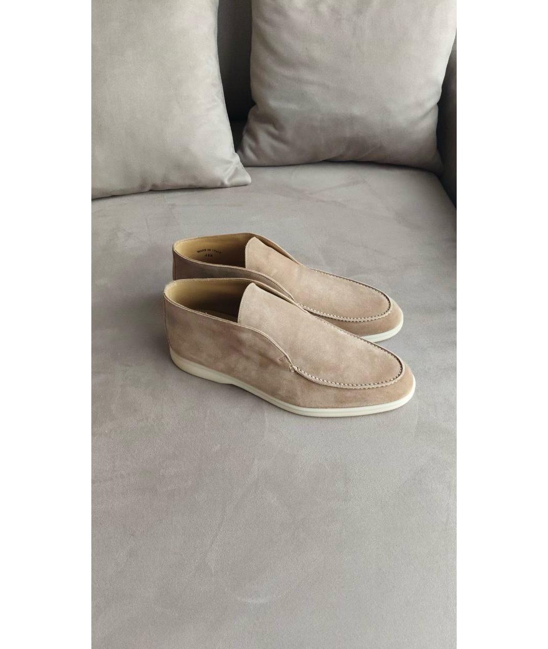 LORO PIANA Бежевые замшевые лоферы, фото 7