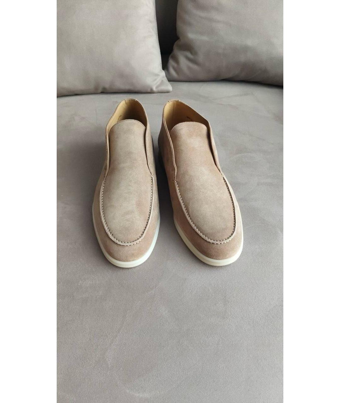 LORO PIANA Бежевые замшевые лоферы, фото 4