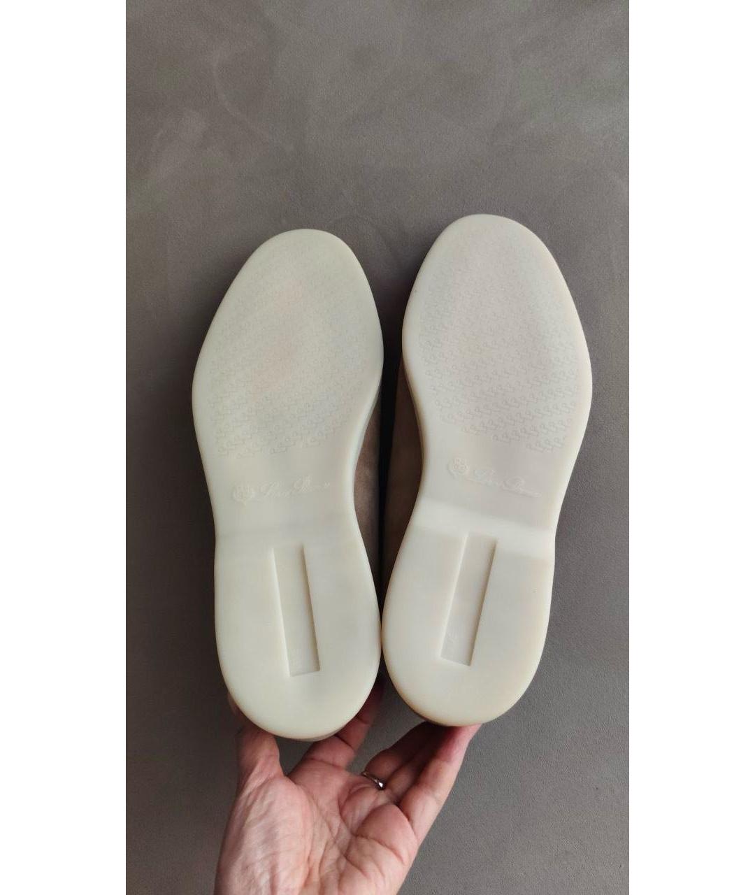 LORO PIANA Бежевые замшевые лоферы, фото 6