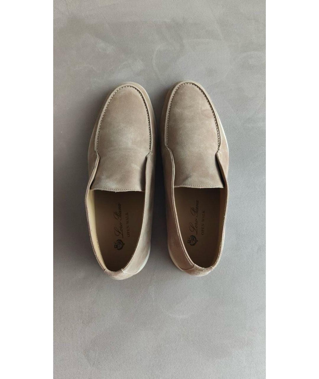 LORO PIANA Бежевые замшевые лоферы, фото 5