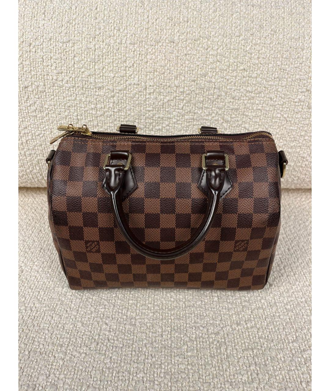 LOUIS VUITTON Коричневая кожаная сумка с короткими ручками, фото 3