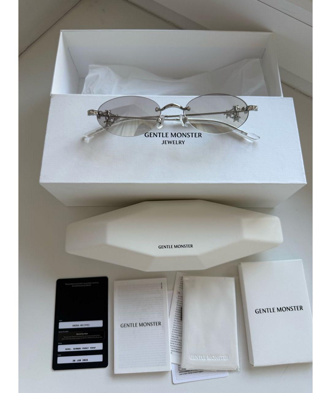 GENTLE MONSTER Серебряные металлические солнцезащитные очки, фото 3