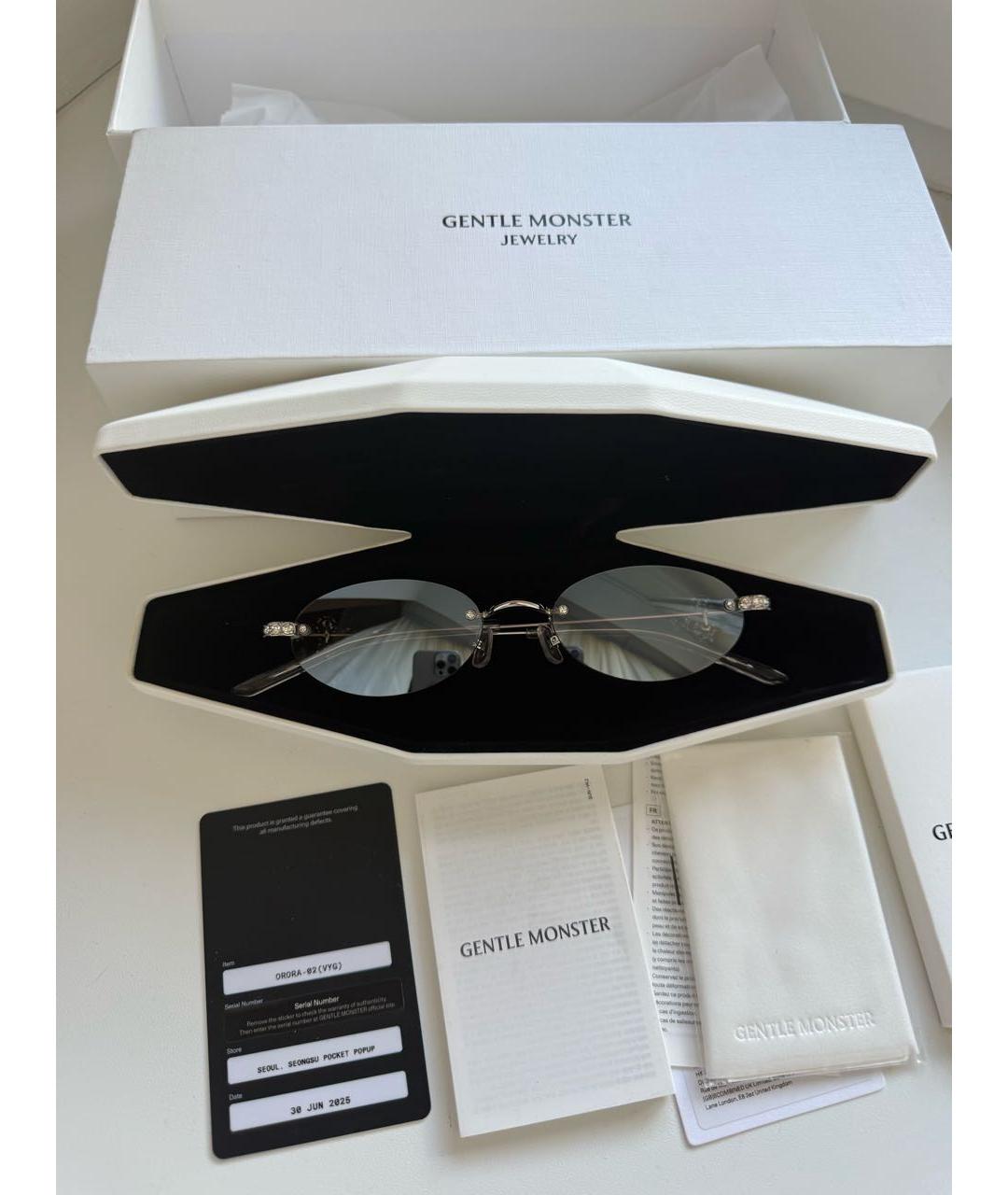 GENTLE MONSTER Серебряные металлические солнцезащитные очки, фото 7