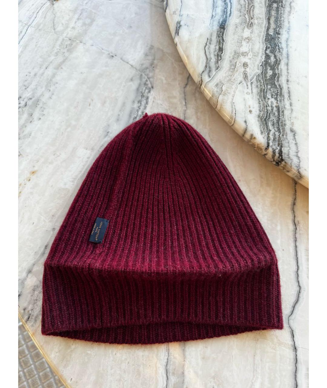 LOUIS VUITTON Бордовая кашемировая шапка, фото 3