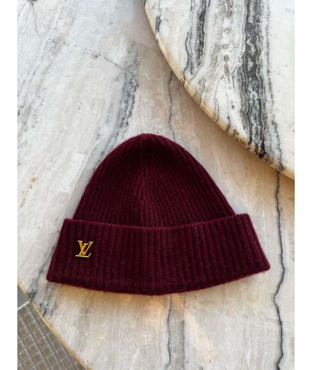 LOUIS VUITTON Бордовая кашемировая шапка, фото 5