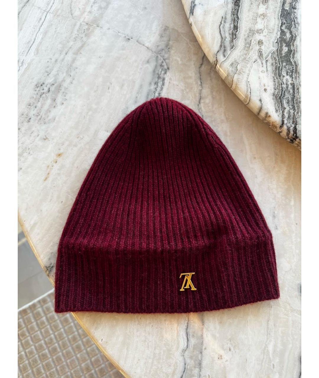 LOUIS VUITTON Бордовая кашемировая шапка, фото 4