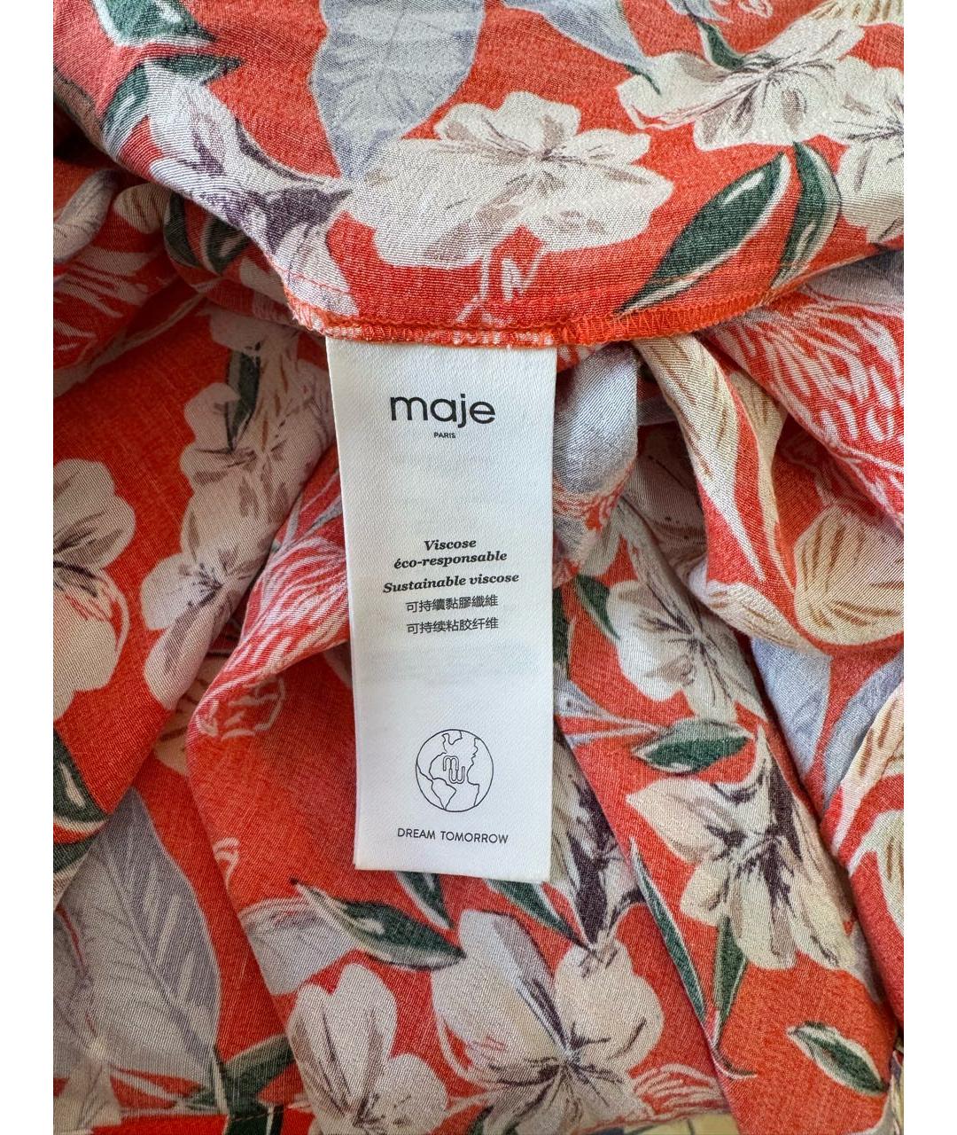 MAJE Красное вискозное коктейльное платье, фото 7