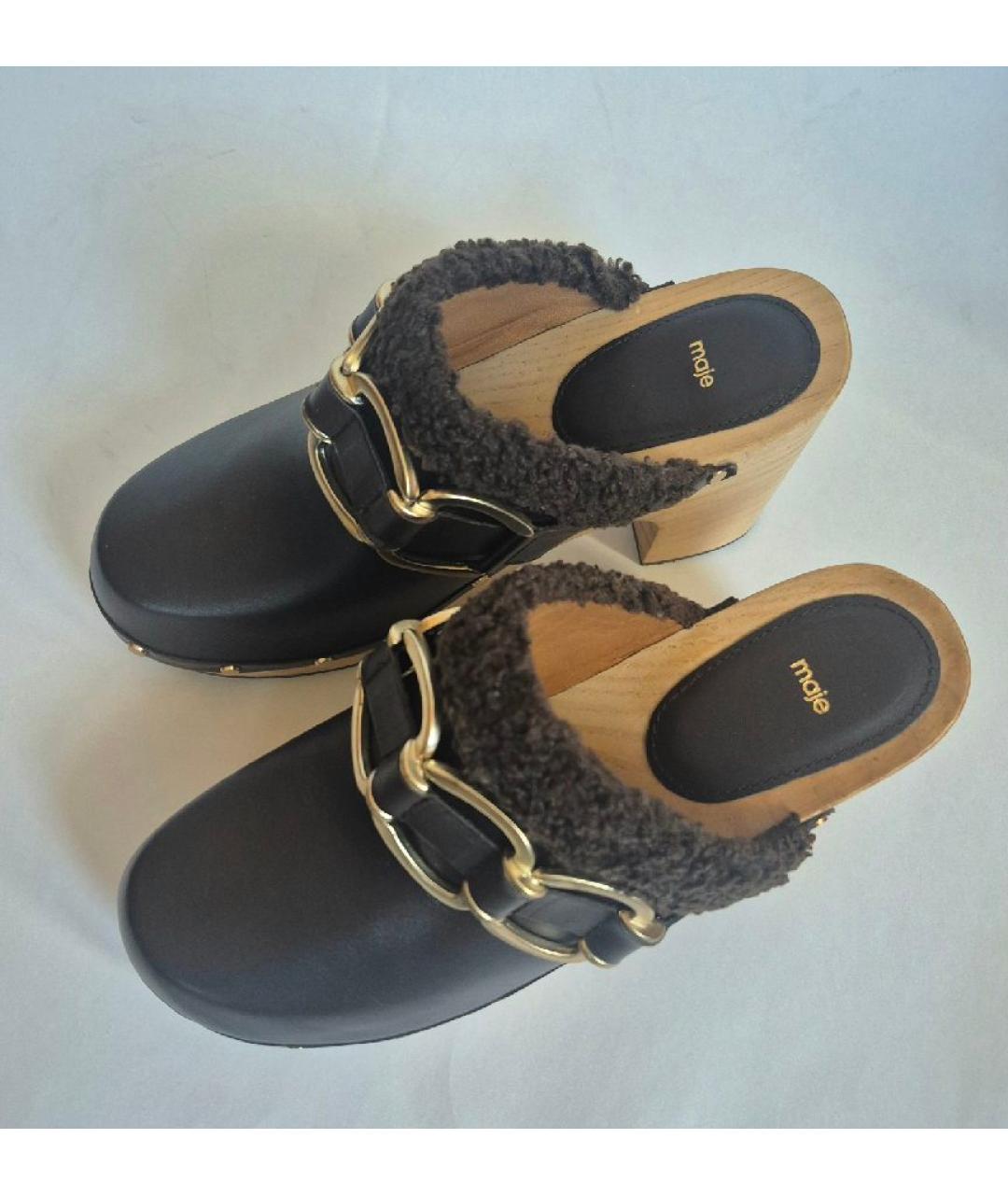 MAJE Коричневые кожаные сабо, фото 4