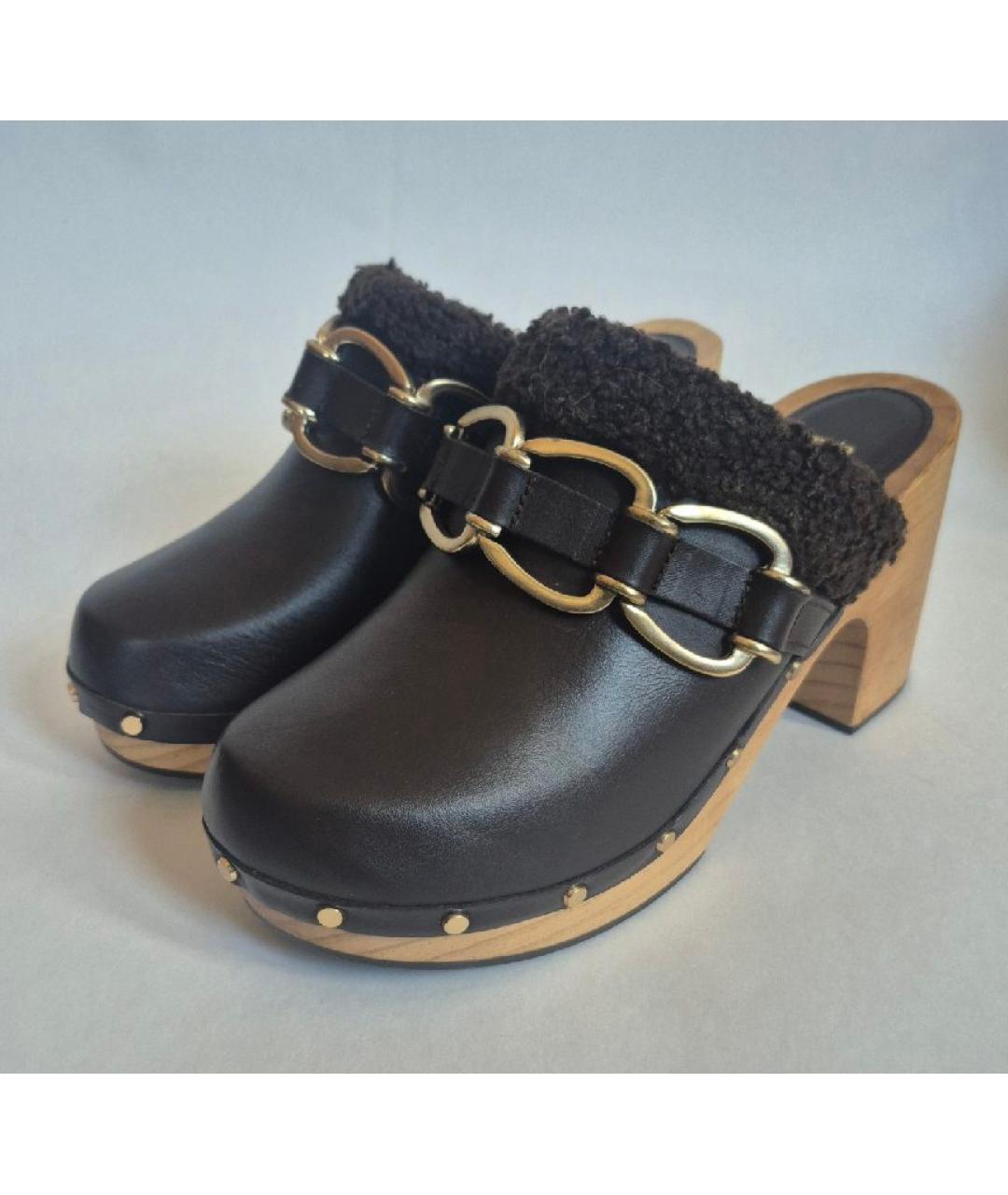 MAJE Коричневые кожаные сабо, фото 2