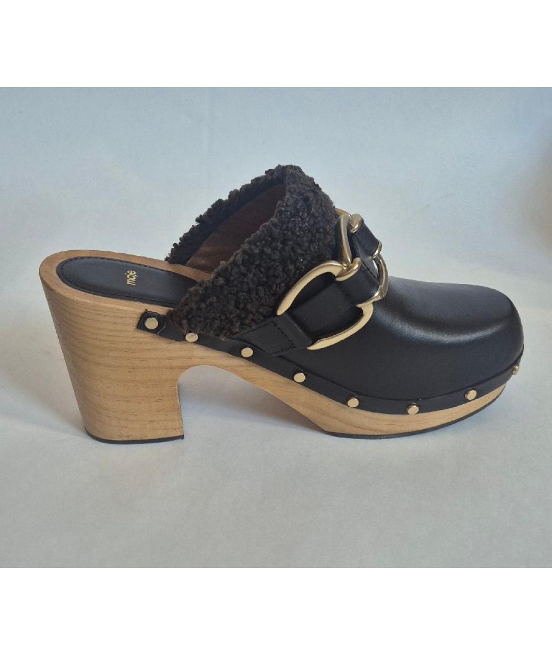 MAJE Коричневые кожаные сабо, фото 9