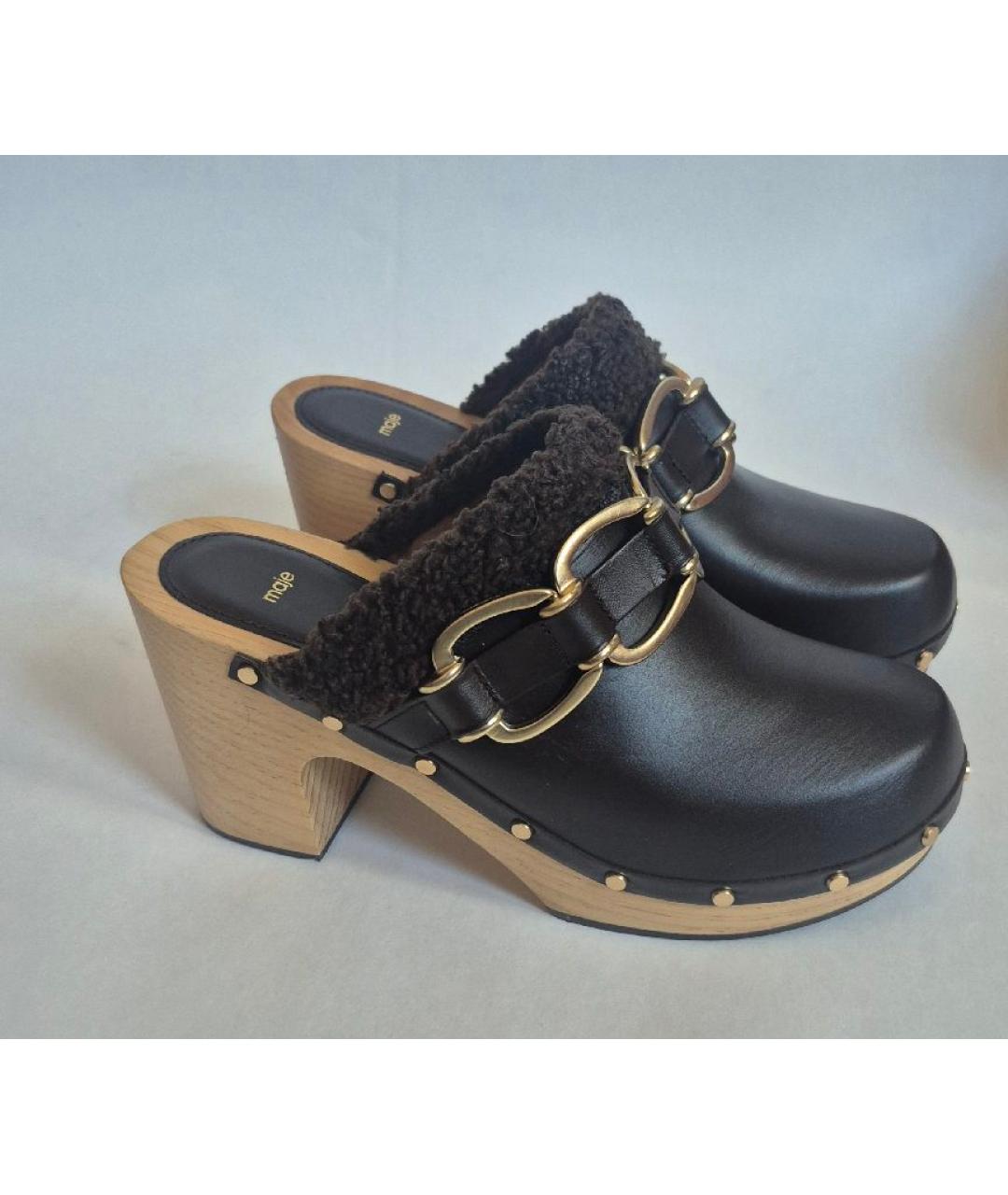 MAJE Коричневые кожаные сабо, фото 5