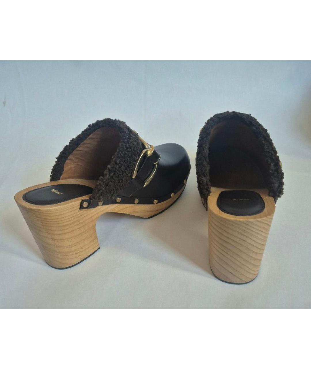 MAJE Коричневые кожаные сабо, фото 7