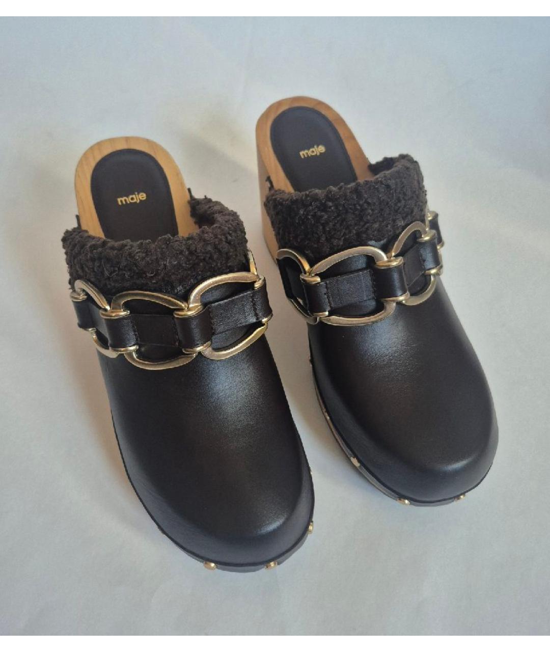 MAJE Коричневые кожаные сабо, фото 3