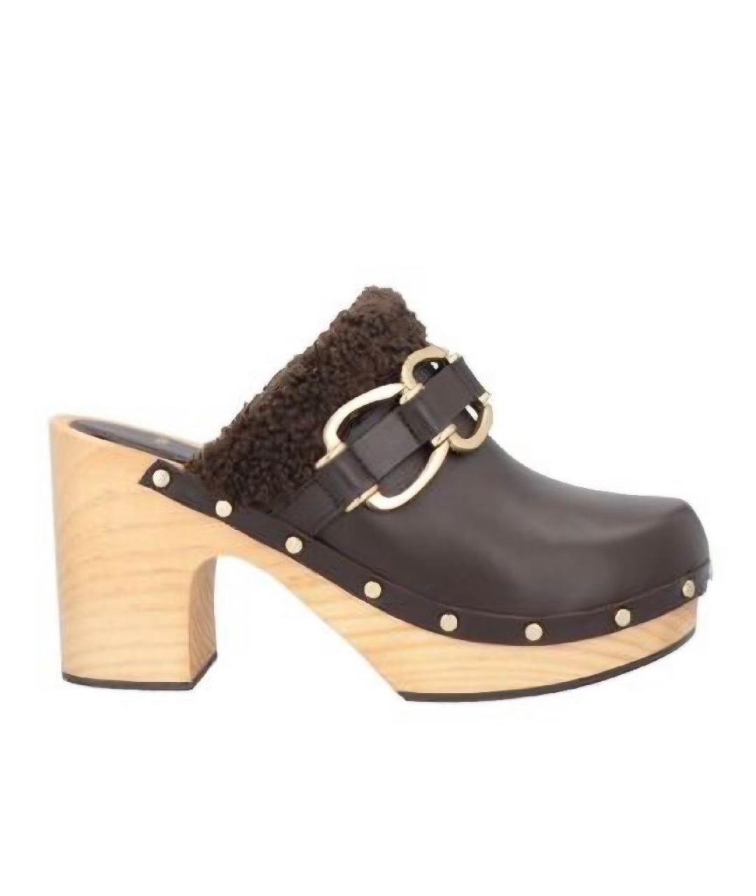 MAJE Коричневые кожаные сабо, фото 10