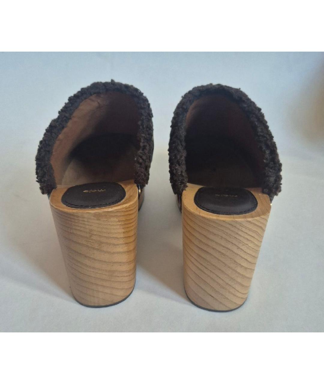 MAJE Коричневые кожаные сабо, фото 6