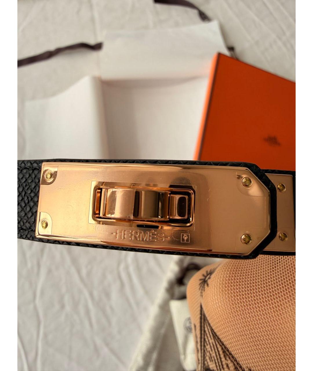 HERMES Черный кожаный ремень, фото 3