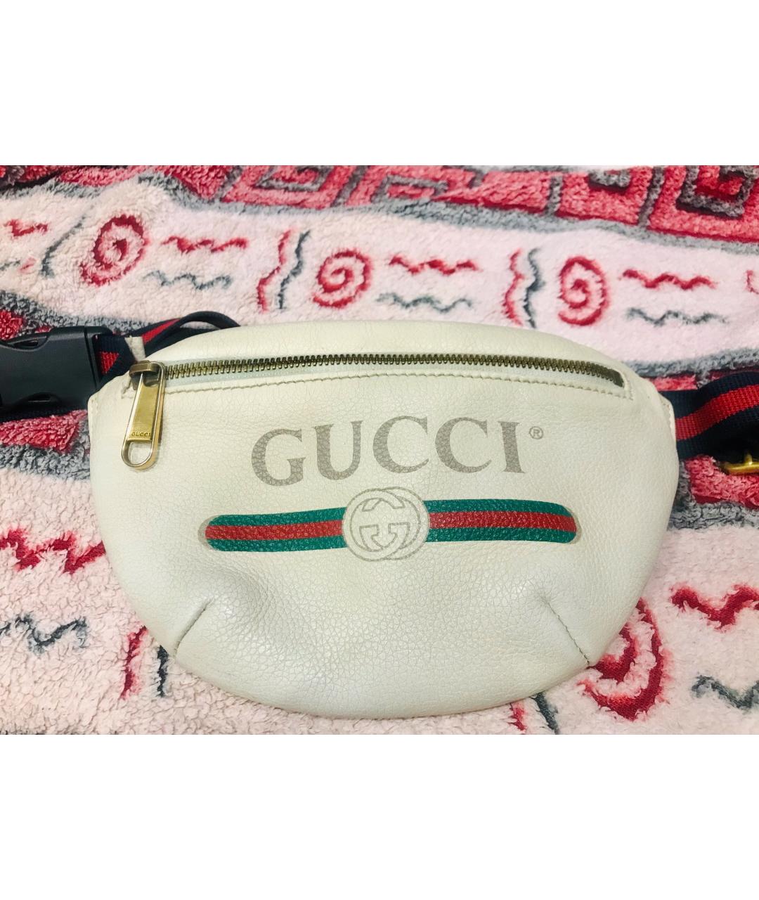 GUCCI Белая кожаная поясная сумка, фото 3