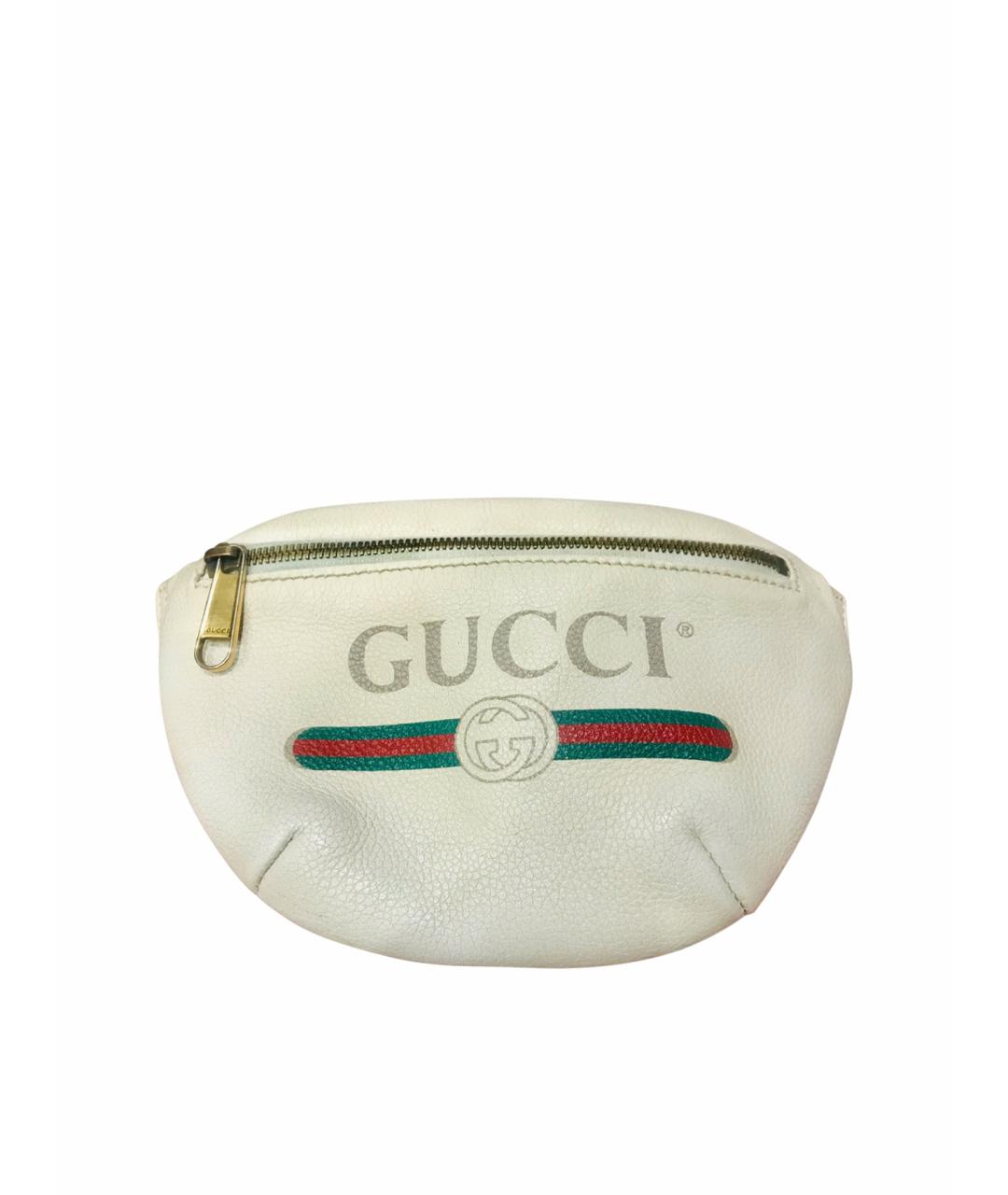 GUCCI Белая кожаная поясная сумка, фото 1