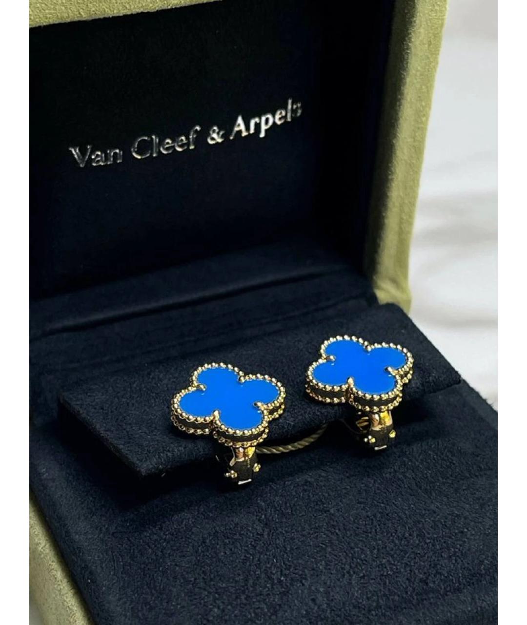 VAN CLEEF & ARPELS Синие серьги из желтого золота, фото 2