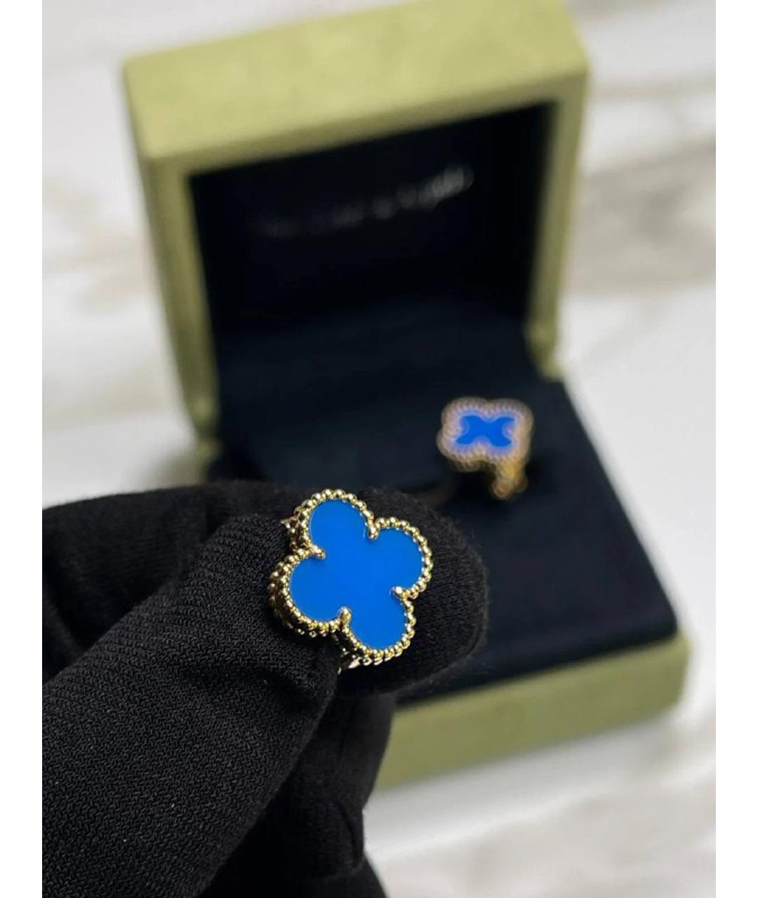 VAN CLEEF & ARPELS Синие серьги из желтого золота, фото 3