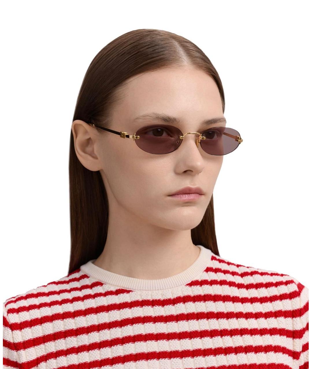 MIU MIU Розовые металлические солнцезащитные очки, фото 3