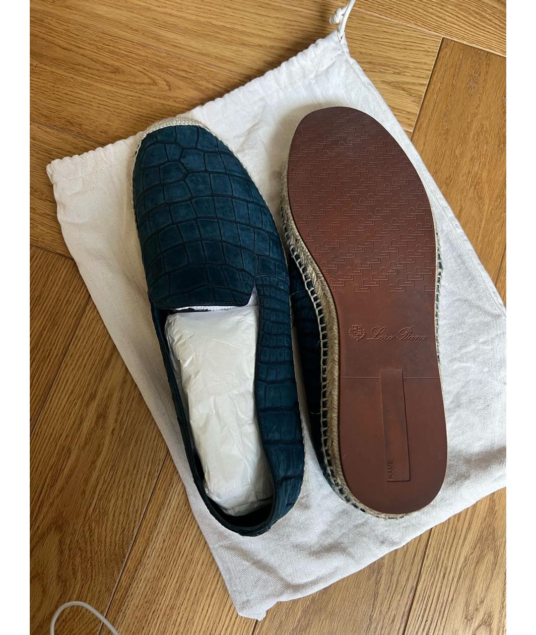 LORO PIANA Темно-синие нубуковые эспадрильи, фото 4