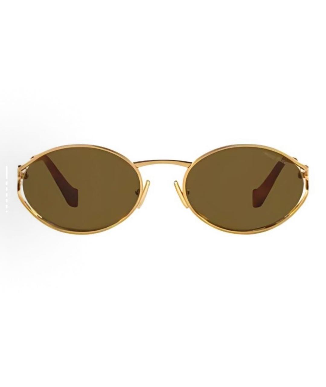 MIU MIU Золотые металлические солнцезащитные очки, фото 2