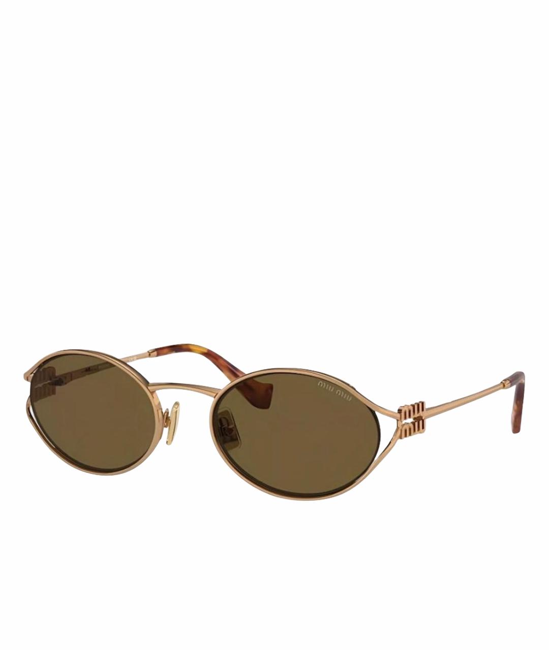 MIU MIU Золотые металлические солнцезащитные очки, фото 1