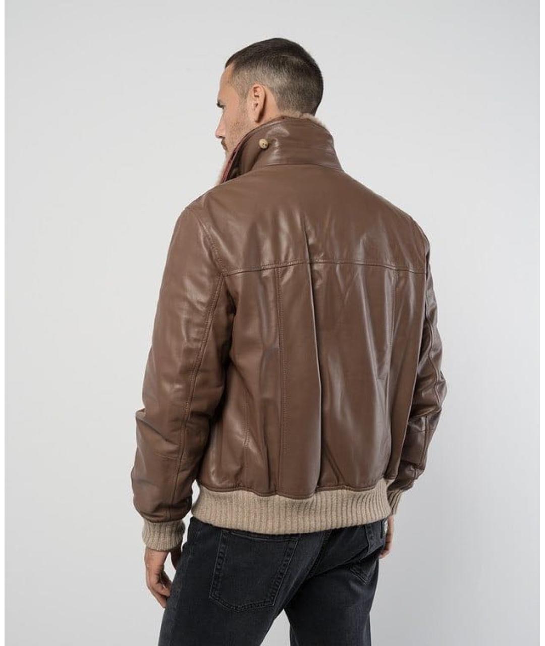 BRUNELLO CUCINELLI Коричневая кожаная куртка, фото 4