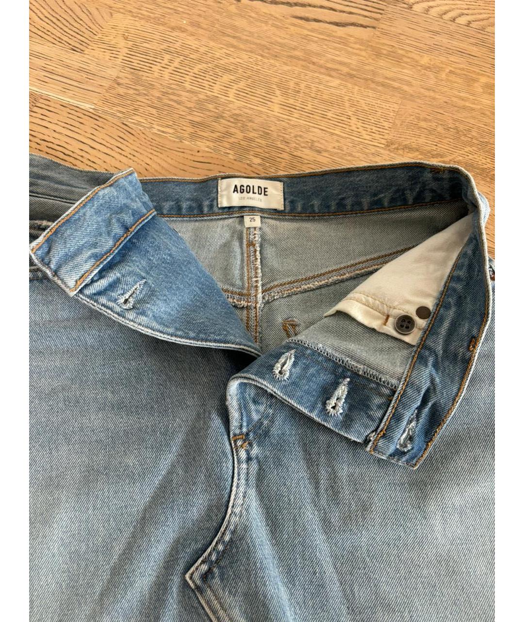 AGOLDE Голубая деним юбка мини, фото 4