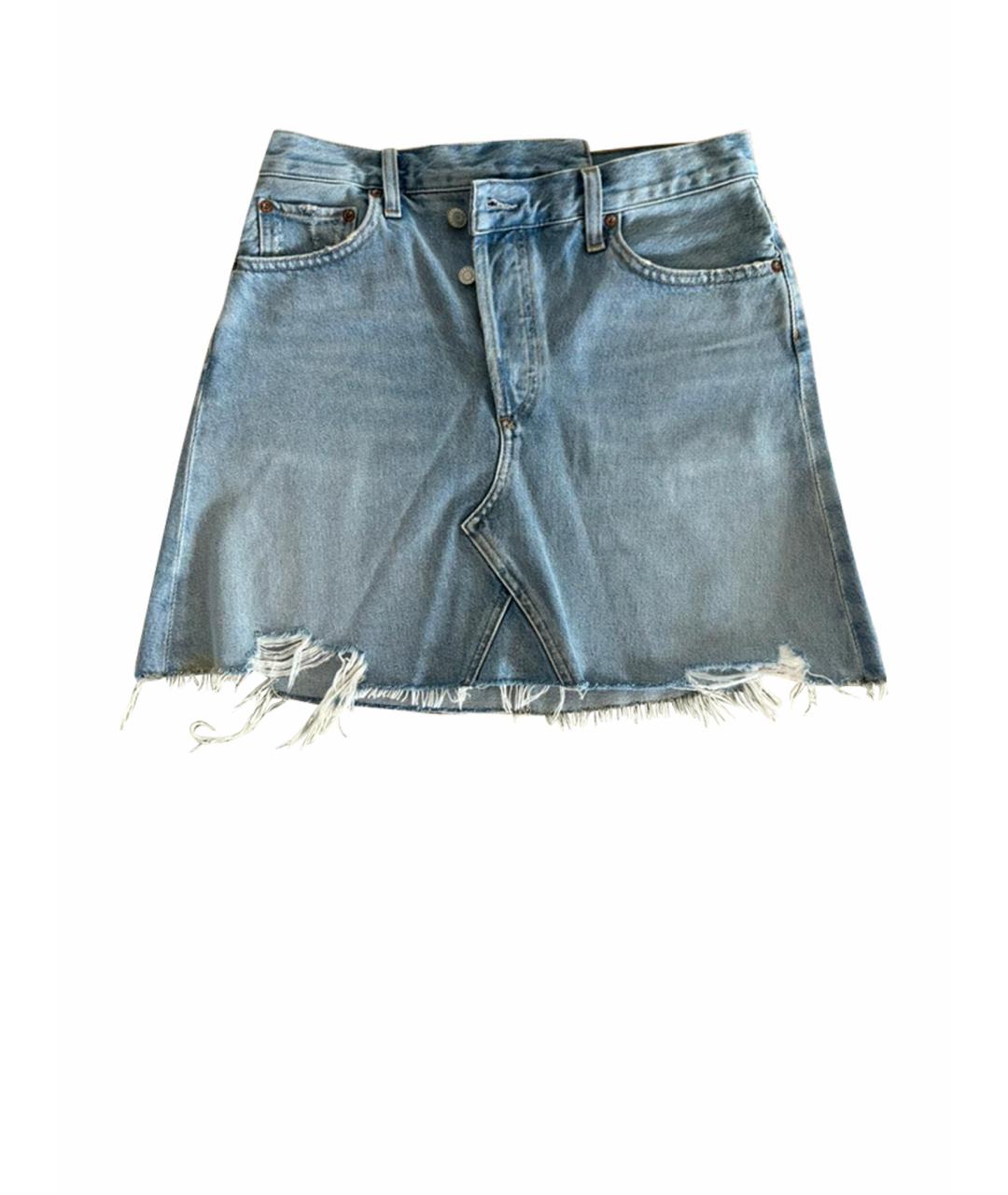AGOLDE Голубая деним юбка мини, фото 1