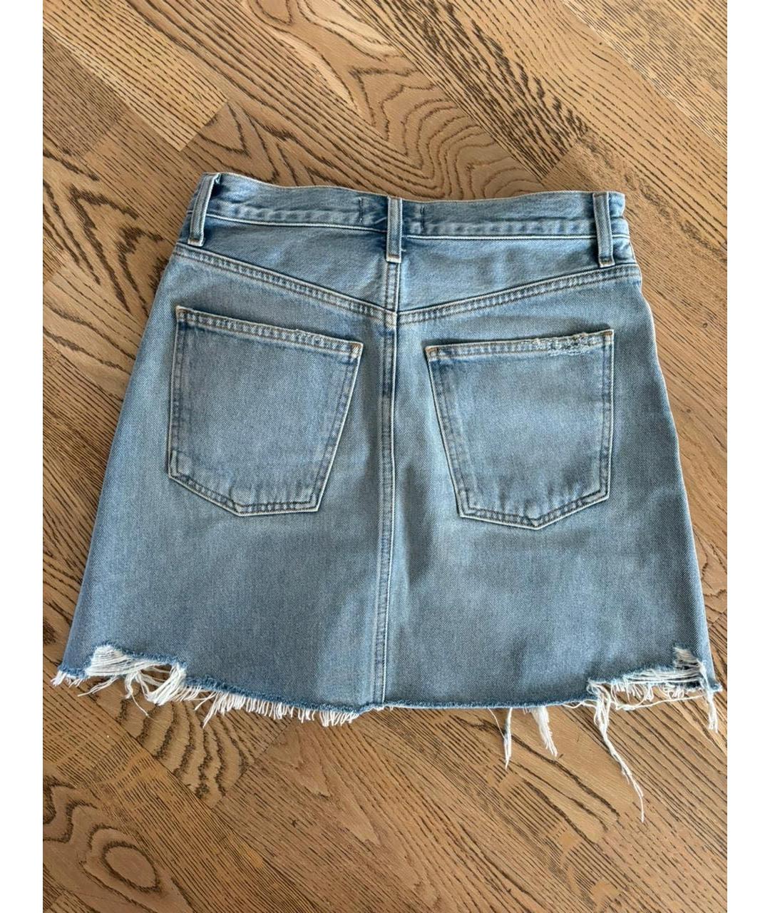 AGOLDE Голубая деним юбка мини, фото 2