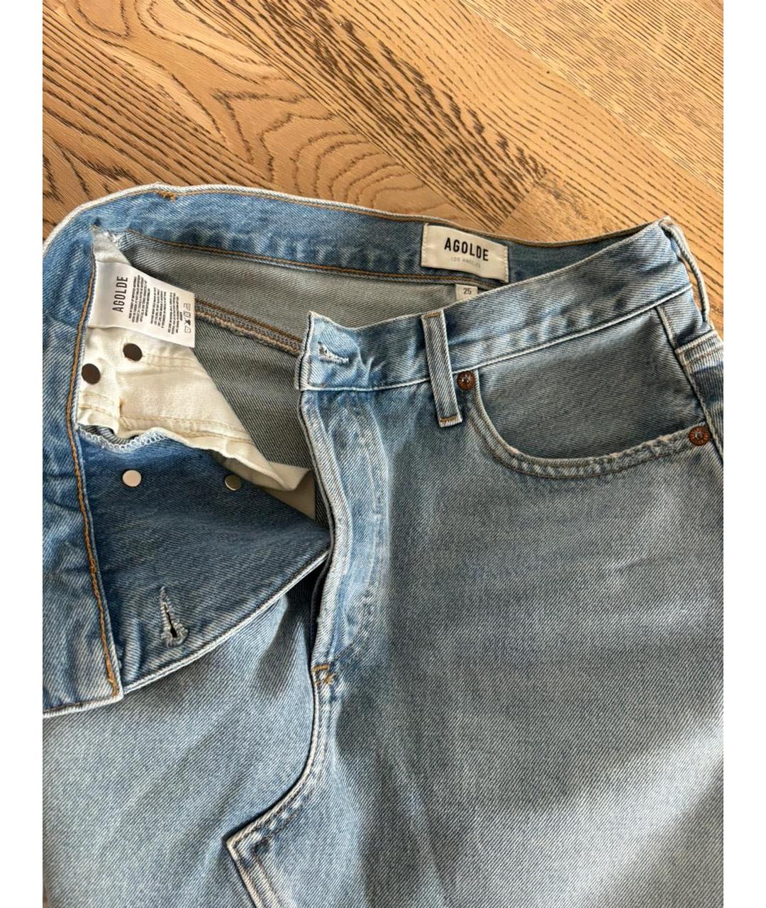 AGOLDE Голубая деним юбка мини, фото 3