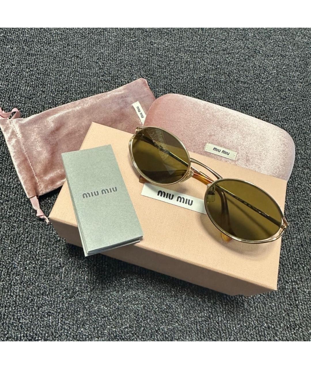 MIU MIU Коричневые металлические солнцезащитные очки, фото 5